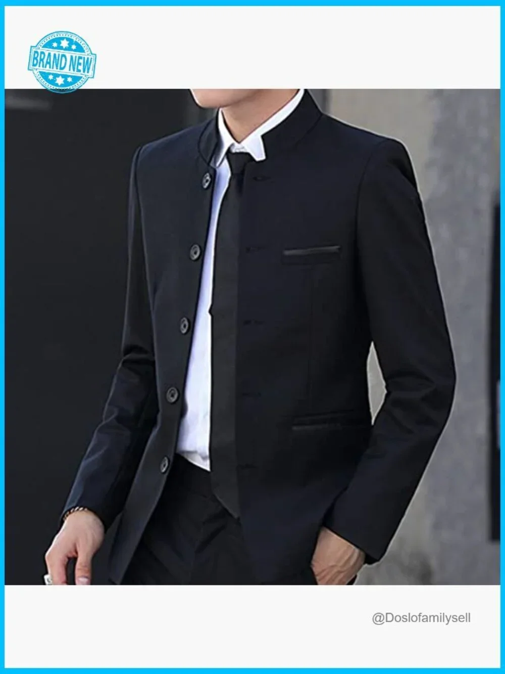 Slim Fit Mandarin Collar Sport Coat Blazer Business Casual Wedding Prom